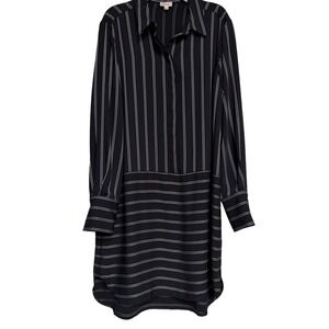 Black White Mixed Stripe Long Sleeve Shirt Shift Dress Womens Small Cremieux